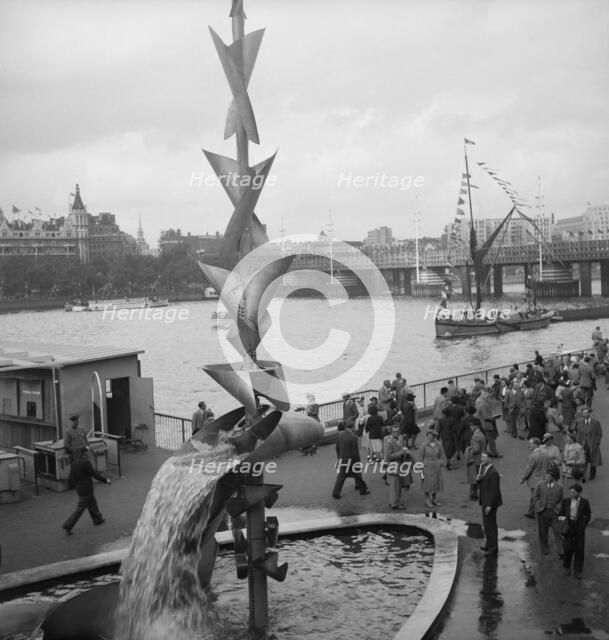 'Water Mobile', sculpture by Richard Huws, Festival of Britain, South Bank, Lambeth, London, 1951. Artist: MW Parry.