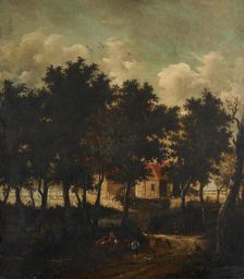 Water mill. The horsemen's stop, after Hobbema. Creator: Unknown