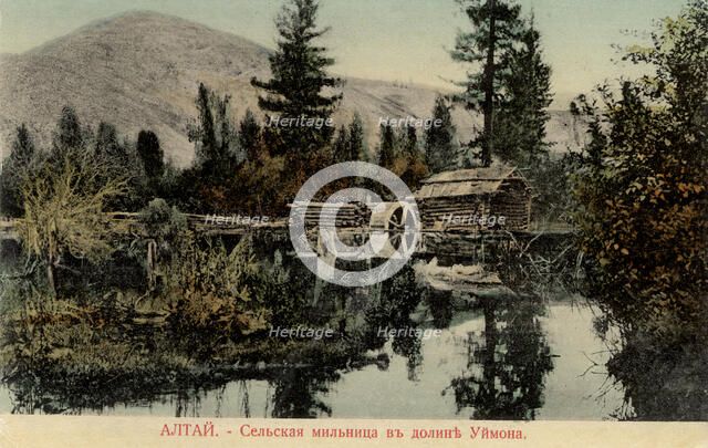 Water Mill in the Valley of the Uymon River, a Tributary of the Katun River, 1911-1913. Creator: Sergei Ivanovich Borisov.