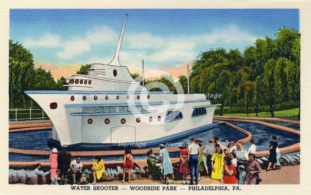 Water Scooter boat ride, Woodside Park, Philadelphia, Pennsylvania, USA, 1947. Artist: Unknown