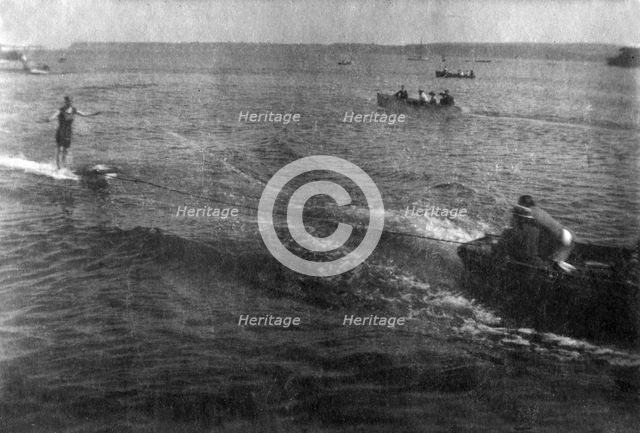 Water skiing, 20th century. Artist: Unknown