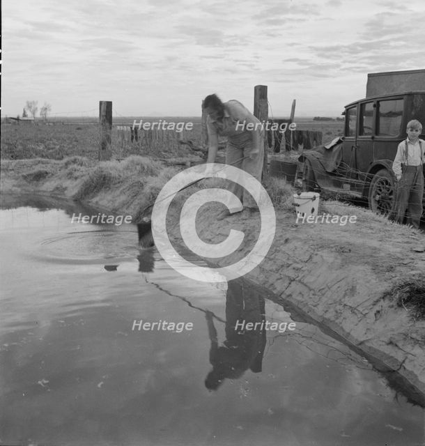 Water supply, California squatter camp near Calipatria, California, 1937. Creator: Dorothea Lange.