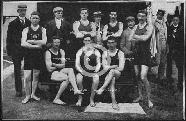 'Water Polo: Ireland v. Wales - The Welsh Team - The Winners', 1900. Artist: FP D'Arcy.