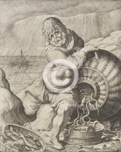 Water (Phlegmaticus), from The Four Temperaments, 1596-97 Creator: Zacharias Dolendo.