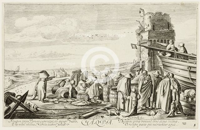 Water, plate three from The Four Elements, 1622. Creator: Jan van de Velde II.