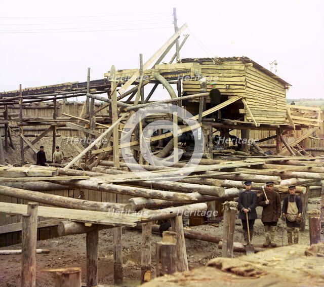 Water pumps, Beloomut, 1912. Creator: Sergey Mikhaylovich Prokudin-Gorsky.