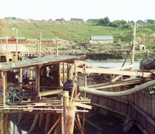 Water pumps, Kuzminskoe, 1912. Creator: Sergey Mikhaylovich Prokudin-Gorsky