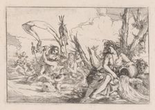 Water, represented by a naiad seated at the base of a tree..., 1640-60. Creator: Giulio Carpioni