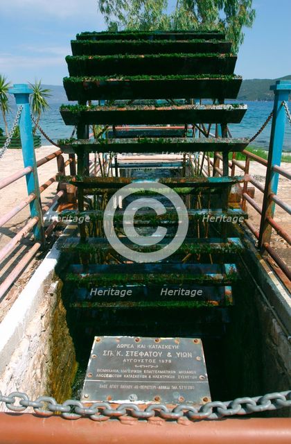 Water wheel, Karavomilos Lake, Kefalonia, Greece. Creator: Peter Thompson.
