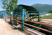 Water wheel, Karavomilos Lake, Kefalonia, Greece. Creator: Peter Thompson