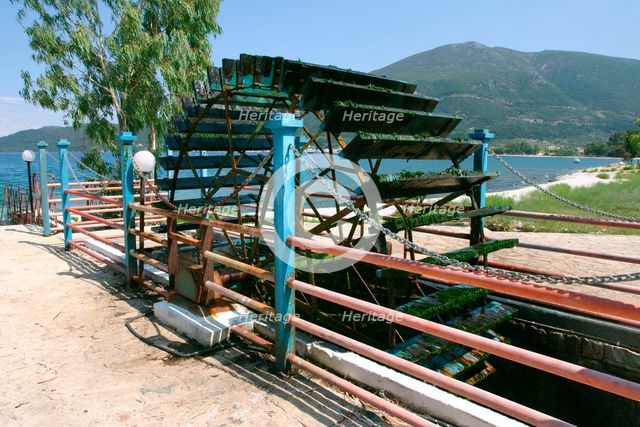 Water wheel, Karavomilos Lake, Kefalonia, Greece. Creator: Peter Thompson.