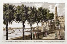 Waterworks at York Buildings, Strand, supplying water to London from the Thames, 1790