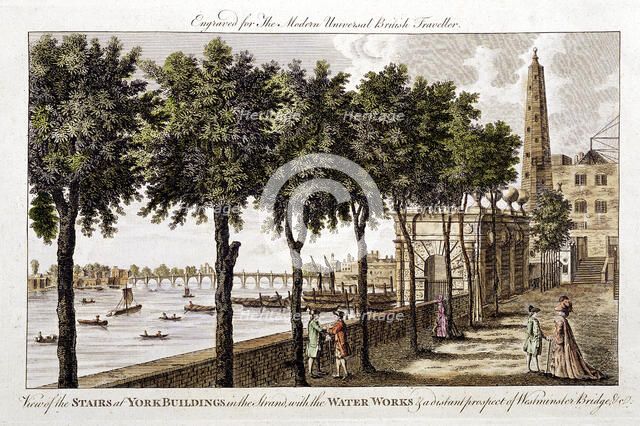 Waterworks at York Buildings, Strand, supplying water to London from the Thames, 1790. Artist: Unknown