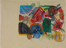Watercolor "With forest and rainbow", 1913. Creator: Kandinsky, Wassily Vasilyevich (1866-1944)
