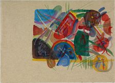 Watercolor "With forest and rainbow", 1913. Creator: Kandinsky, Wassily Vasilyevich (1866-1944)