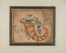 Watercolor: Cornucopia of Fruit, c. 1939. Creator: Mabel S. Kelton