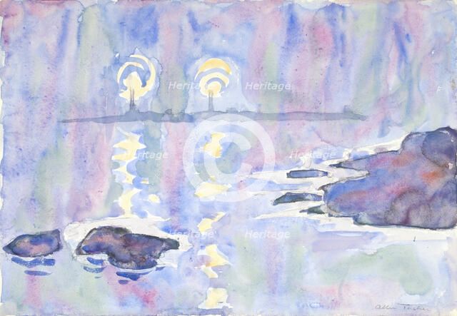Watercolor no. 73, Blue and Lavender, 1928. Creator: Allen Tucker.
