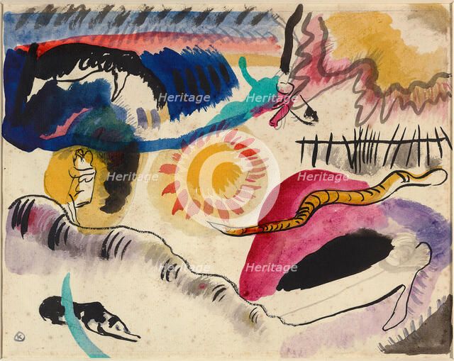 Watercolor No. 3 (Love garden), 1911-1912. Creator: Kandinsky, Wassily Vasilyevich (1866-1944).