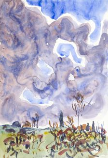 Watercolor no. 31, Landscape with Clouds, ca. 1930. Creator: Allen Tucker