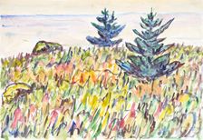 Watercolor no. 35, Field with Two Pine Trees, 1937. Creator: Allen Tucker