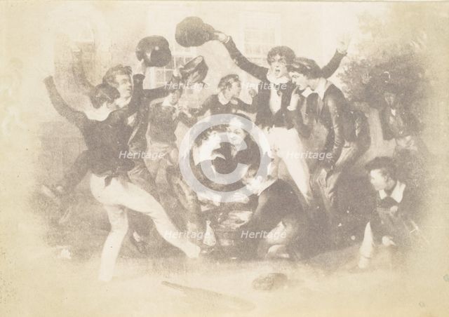 Watercolor of Boys Playing, 1850s. Creator: Unknown.