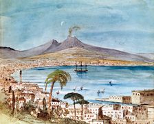 Watercolour of Mount Vesuvius by Felix Mendelssohn from a picture book for his son Paul. Artist: Felix Mendelssohn