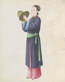 Watercolour of musician playing bo (tongbo), late 18th century. Creator: Unknown
