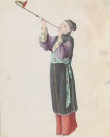 Watercolour of musician playing laba, late 18th century. Creator: Unknown