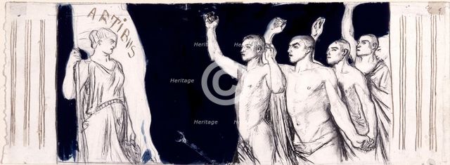 Watercolour Sketch for a Petition by the Finnish Art Society, 1890-1925. Creator: Magnus Enckell.