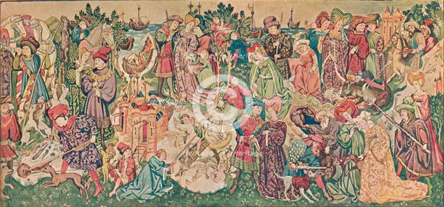 Watercolour rendering of one of the Hardwicke Tapestries, c1902. Artist: Marion Reid