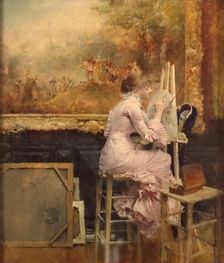 Watercolourist in the Louvre, 1891. Creator: Pascal Adolphe Jean Dagnan-Bouveret