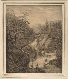 Waterfall, 1820s. Creators: Kaspar Auer, Johann Jakob Dorner