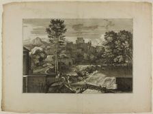 Waterfall at a Stone Bridge, with Castle in the Distance, 1668–71. Creator: Sébastien Bourdon