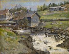 Waterfall at Stange in Hedmark, 1886. Creator: Gerhard Munthe