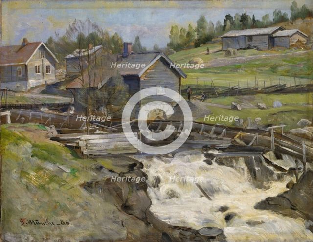 Waterfall at Stange in Hedmark, 1886. Creator: Gerhard Munthe.