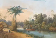 Waterfall at Tjieroek Betong Java, 1838-1898. Creator: Charles William Meredith van de Velde
