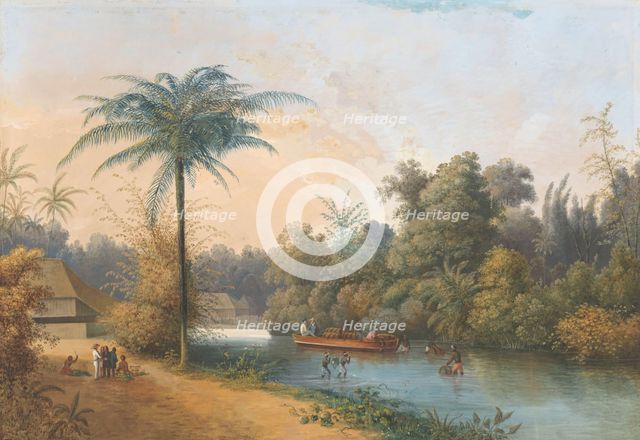 Waterfall at Tjieroek Betong Java, 1838-1898. Creator: Charles William Meredith van de Velde.