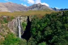 Waterfall above Glen Brittle, Cuillin Hills, Isle of Skye, Highland, Scotland. Creator: Peter Thompson