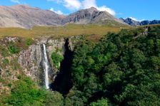 Waterfall above Glen Brittle, Cuillin Hills, Isle of Skye, Highland, Scotland. Creator: Peter Thompson
