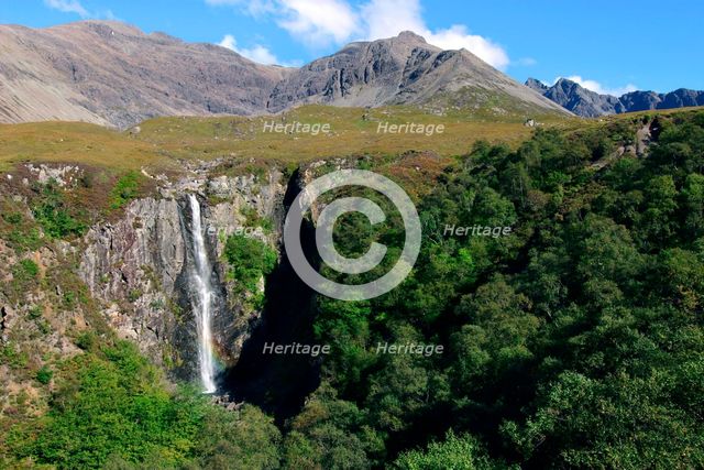 Waterfall above Glen Brittle, Cuillin Hills, Isle of Skye, Highland, Scotland. Creator: Peter Thompson.