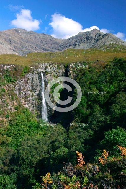 Waterfall above Glen Brittle, Cuillin Hills, Isle of Skye, Highland, Scotland. Creator: Peter Thompson.