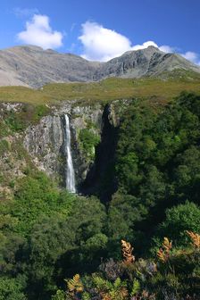 Waterfall above Glen Brittle, Cuillin Hills, Isle of Skye, Highland, Scotland