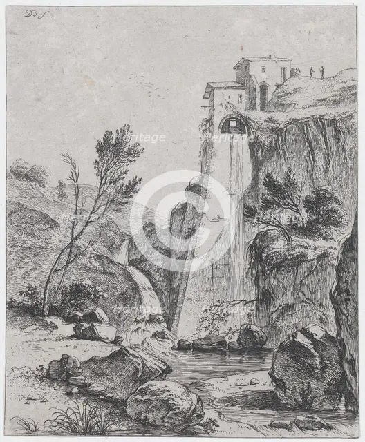 Waterfall after Breenberg, 1764. Creator: Jean-Jacques de Boissieu.