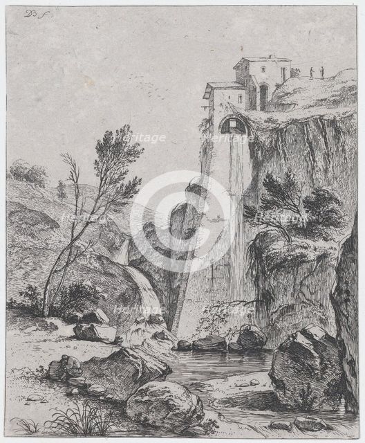 Waterfall after Breenberg, 1764. Creator: Jean-Jacques de Boissieu.