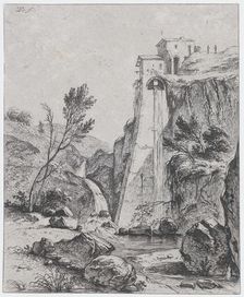 Waterfall after Breenberg, 1764. Creator: Jean-Jacques de Boissieu