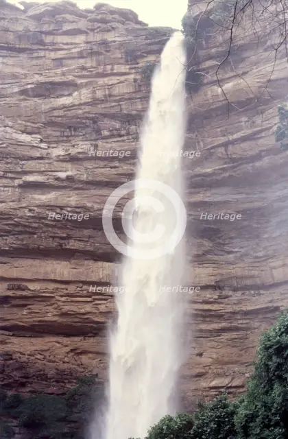 Waterfall after rain, Bandiagara Escarpment, Pays Dogon, Mali, 1990. Creator: Amanda Waite.