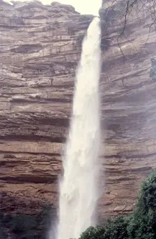 Waterfall after rain, Bandiagara Escarpment, Pays Dogon, Mali, 1990. Creator: Amanda Waite