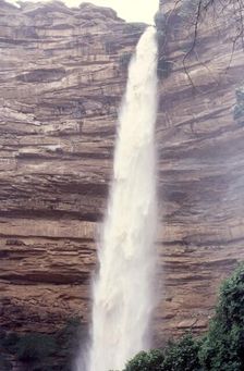 Waterfall after rain, Bandiagara Escarpment, Pays Dogon, Mali, 1990. Creator: Amanda Waite
