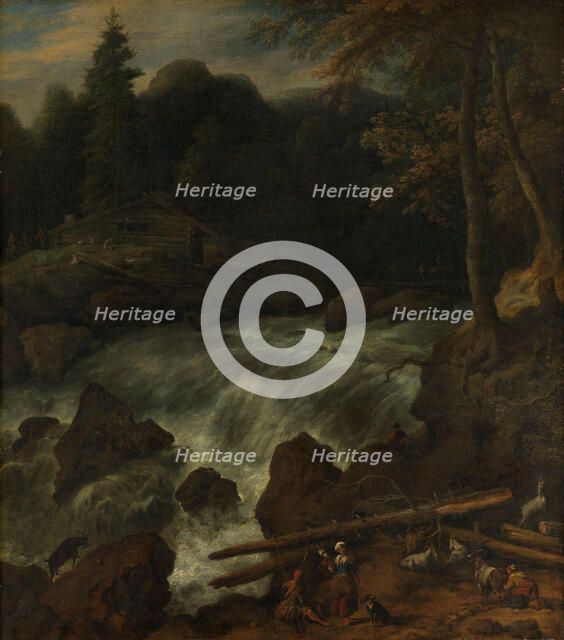 Waterfall, between 1653 and 1674. Creators: Allart van Everdingen, Johannes Lingelbach.