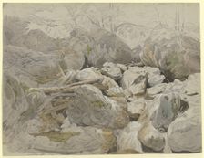 Waterfall between boulders, 1834. Creator: Carl Morgenstern